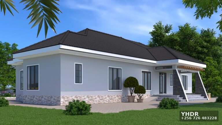Grey Bungalow Render With Pergola Carport YHDR Builders Uganda Ltd 1 - YHDR Builders Co. Limited